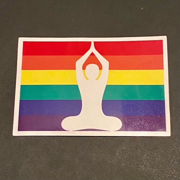 US SELLER Gloss Yoga Pose Flag Ally Rainbow LGBT Sticker Pride Gay Rectangle - Picture 4 of 4